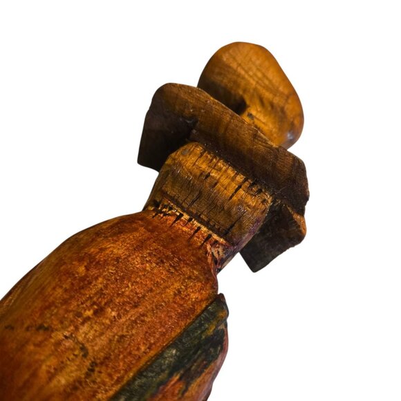 Cowboy Hillbilly Statue Hand Carved Wooden Folk Art Sculpture 11 Inch Vintage - Picture 16 of 16